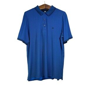 Buttercloth Polo Shirt Men Blue Black Cotton Golf Stretch Geometric Size XL
